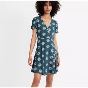 Madewell Button Wrap Mini Dress Daydream Floral Short Sleeve Retro Size 10